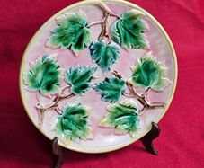 Majolica Maple Leaf Plate Griffin Smith Hill 9" American , Decorative Plate