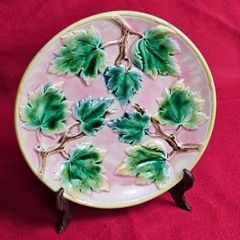 Majolica Maple Leaf Plate Griffin Smith Hill 9" American , Decorative Plate
