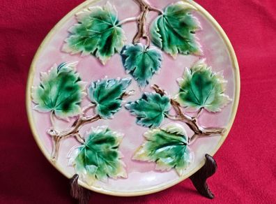 Majolica Maple Leaf Plate Griffin Smith Hill 9" American , Decorative Plate