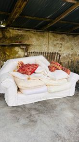 Free Sofa Suite, 3-sitter + 2-sitter including cushions. Ideal for DIY project.