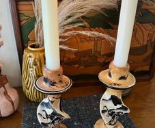 Vintage African Soapstone Elephant Candlesticks