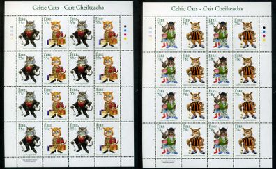 2007 Ireland Celtic Cats (Fat Cat, Celtiger Tigress, Cool Cats & Kilkelly Cat) Commemorative Stamps Sheetlets Plate 1B1B1B1B Mint Never Hinged (MNH)
