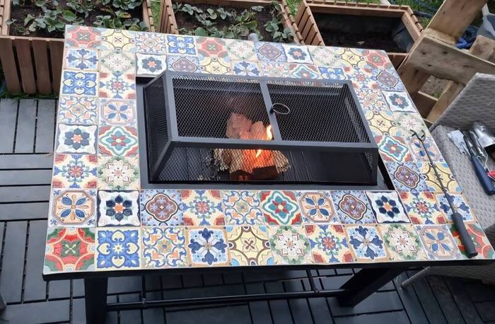 Mosaic Table with fire pit