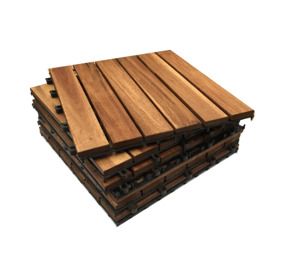 CLICK-DECK Hardwood Decking Tiles | Patio, Balcony, Concrete, Hot Tub Deck Tiles | 30x30cm Square