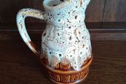 Mid Century 1970s drip glaze honeycomb barrel jug