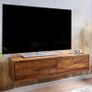 Solid Wood Floating TV Unit Wall Mounted TV Cabinet, Modern Entertainment Console Image 3