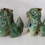 Two vintage Foo dogs in beautiful green glaze Image 5