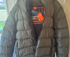 Superdry Mens Khaki Hooded Sports Puffer Jacket