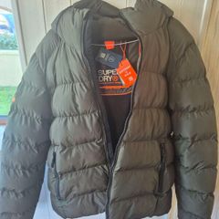 Superdry Mens Khaki Hooded Sports Puffer Jacket