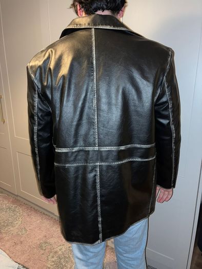 Heavy Distressed Faux Leather Jacket
