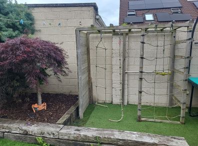 wooden climbing frame