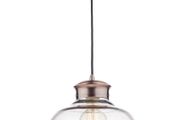 Light Pendant Copper Finish and Glass Ceiling Light