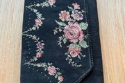 Vintage Black Clutch Purse / Evening Bag with Petite Point Flowers
