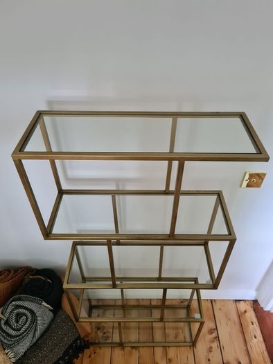Avoca Gold Metal and Glass Display Shelf