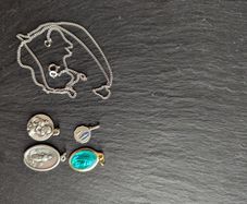 Silver chain only & 4 medallions