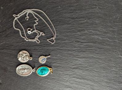 Silver chain only & 4 medallions