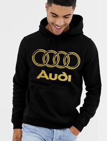 Audi Logo Hoodie Gold Glitter Logo Audi Hoodie Audi Hooded Jumper Glitter Audi
