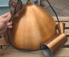 Vintage rise-and-fall/counterweight copper pendant light 40cm diameter - 1960s European