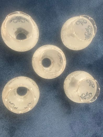 Vintage 50's/60's Set of 5 Opaque Glass Shades with Motif Design.