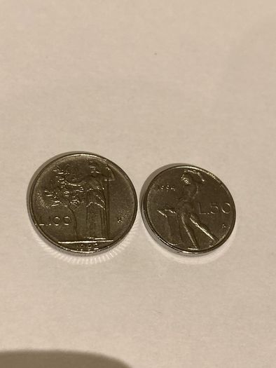 Italy 100 and 50 Lire small size