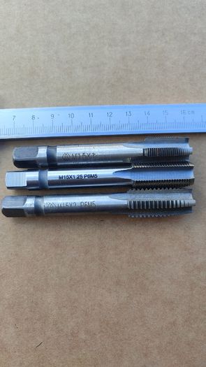 Lot of 3 M15 Taps Set M15x1.0 M15x1.25 M15x2.0 Metric Fine Tool.
