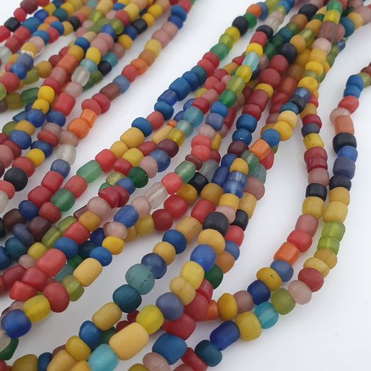 Vintage African Style MultiColor 4-5.5mm Glass Beads Necklace Strands