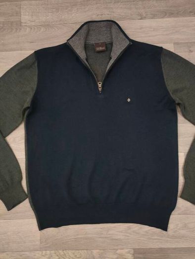 Oscar Jacobson Half Zip Wool Blend Golf Jumper Mens Medium