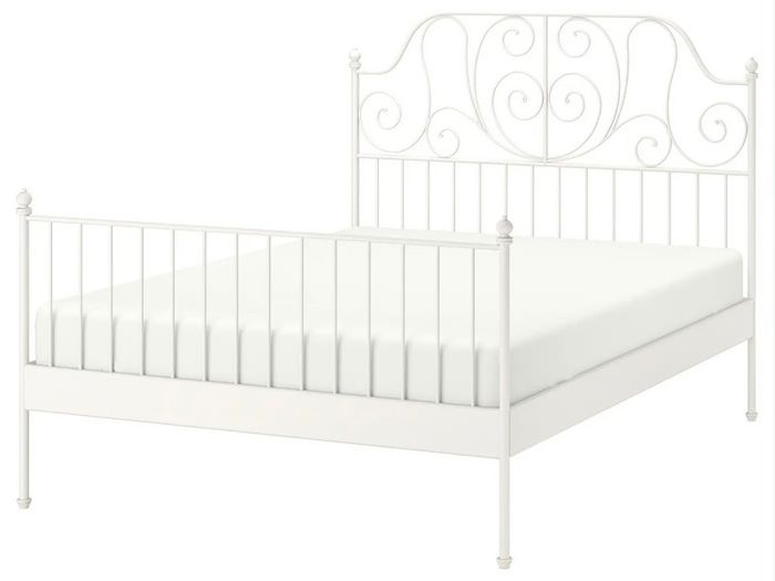IKEA Leirvik iron double bed frame (white)