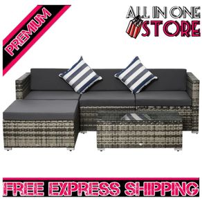 5 Pieces Rattan Sofa Set Wicker Sectional Furniture Cushion (FREE SHIPPING)