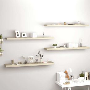 Floating Wall Shelves 4 pcs Oak 120x23.5x3.8 cm MDF
