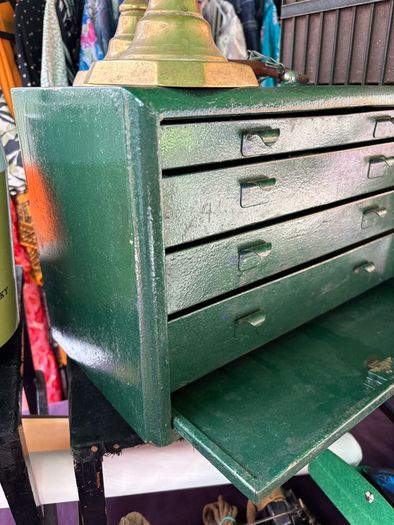 Vintage Industrial metal Engineer's drawers with working key