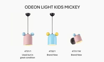 2 x Ceiling lights and 1 x wall lamp ODEON LIGHT KIDS MICKEY