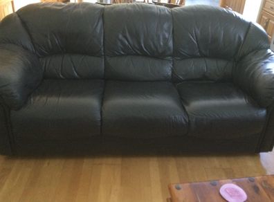 3 piece black leather suite