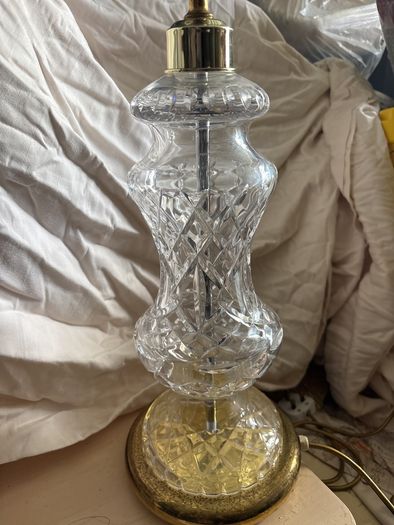 Glass table lamp with brass base