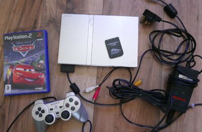 PlayStation 2 Slim Satin Silver PS2 Sony game Console