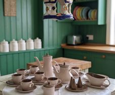large twin tone Poole pottery set