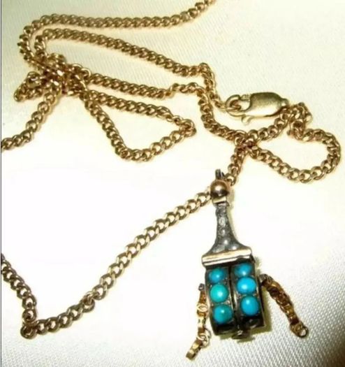 Vintage 9ct Tibetan Prayer Wheel Pendant & 22" Chain