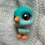 Littlest Pet Shop LPS Hasbro Pewter Aqua Teal Lucky Parakeet Lucky Pets Fortune Cookie: Wave 4 Used Please look at the pictures Image 8