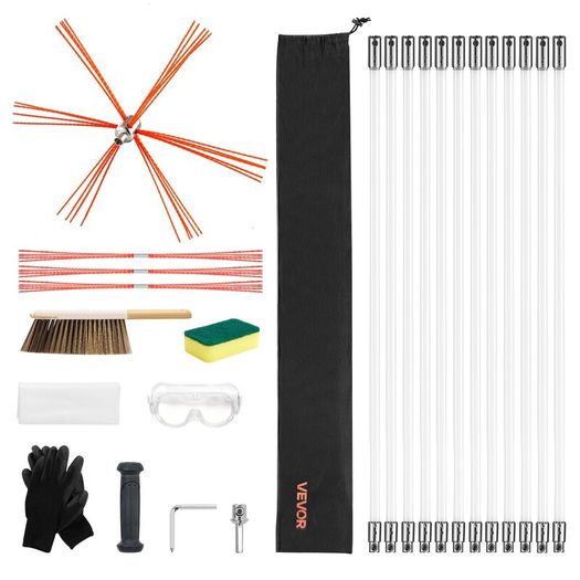 12m Chimney Sweep Kit with Flexible Rods