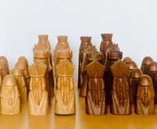 Mid Century hand carved beechwood chess set