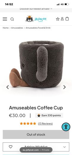 New JELLYCAT Amuseable Coffee Cup