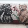 Door draught excluder, cushion guard embroidery with cats pattern Image 3