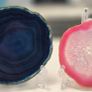 Polished Agate Slice Geode Coasters Set of 3 with Acrylic Display Stands (Blue, Pink, Amber) Image 8