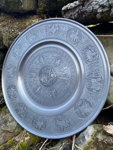 Vintage Biblical pewter wall plaque