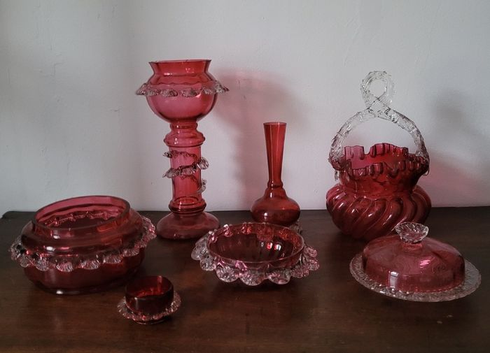 Victorian collection of cranberry glass