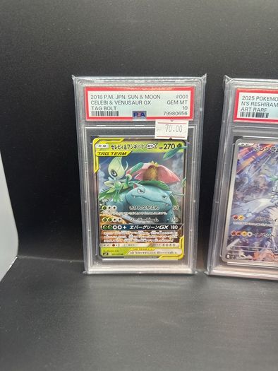 Celebi & Venusaur Gx 001/095 Psa 10 | N's Reshiram 109/100 Psa 10 Pokemon Cards