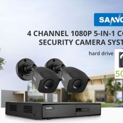 SANNCE Security Camera System, 4 Channel 1080N H.264+ Hybrid DVR Recorder with 500GB HDD + 2 x 1080P HD Outdoor Weatherproof Bullet.