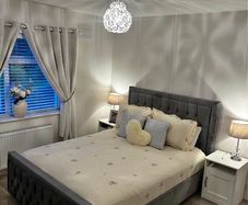 king size grey bed