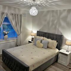 king size grey bed