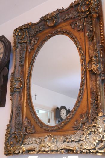 Vintage Ornate Gold Framed Mirror , Big ,Heavy and Thick 45" x 35" (Thickness 4")